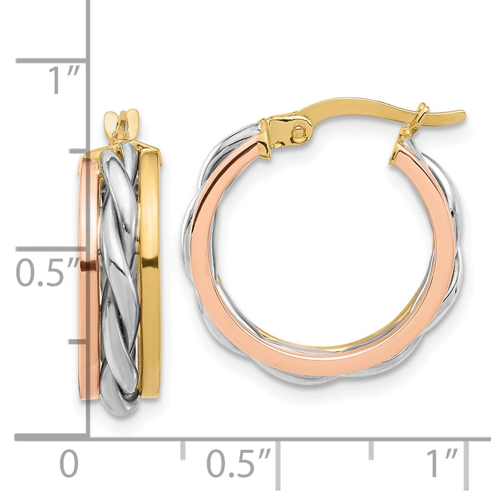 14K Tricolor Gold Tricolor Poliert Creolen