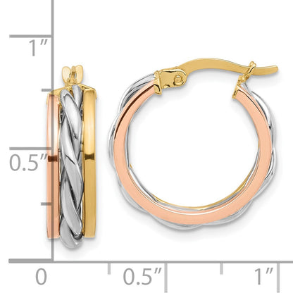 14K Tricolor Gold Tricolor Poliert Creolen