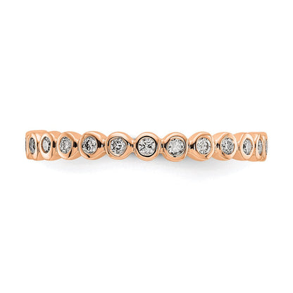 14K Roségold Poliert 1/3ct Zargenfassung Set Diamant Memoire Ehering Ring
