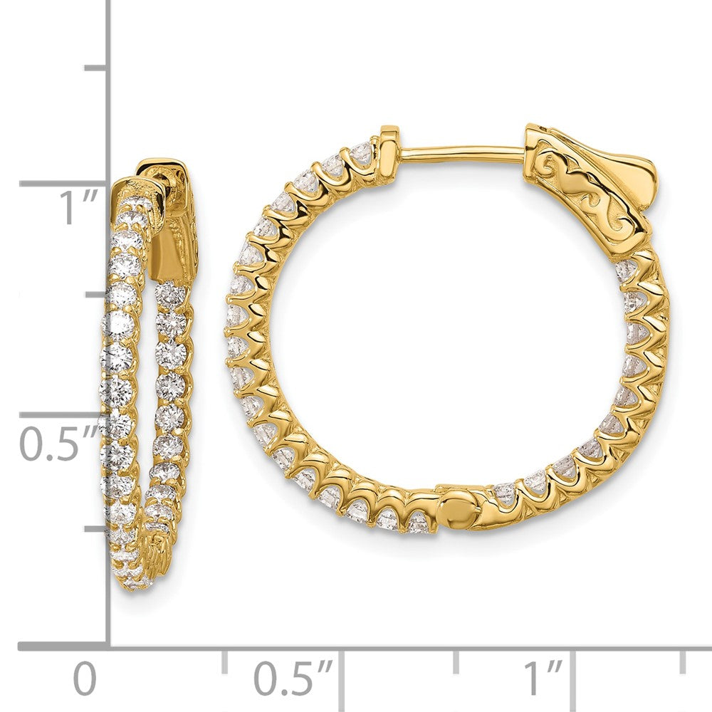 14K Gelbgold 1.12 Karat Diamant In/out Creole mit Sicherheits Verschluss Ohrringe