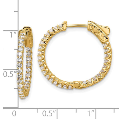 14K Gelbgold 1.12 Karat Diamant In/out Creole mit Sicherheits Verschluss Ohrringe