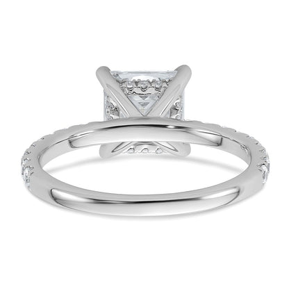 14K Weißgold 2,5K zertifizierter im Labor gezüchteter Diamant VS+ F+ Princess Solitär-Verlobungsring mit Flair, komplett