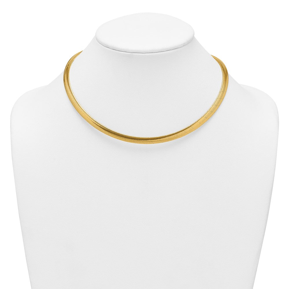 14K Gelbgold Poliert 6.1mm Geflochten Netz 17 Zoll Halskette