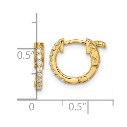 14K Gelbgold.24 Karat Diamant Rund Creole mit Sicherheits Verschluss Ohrringe