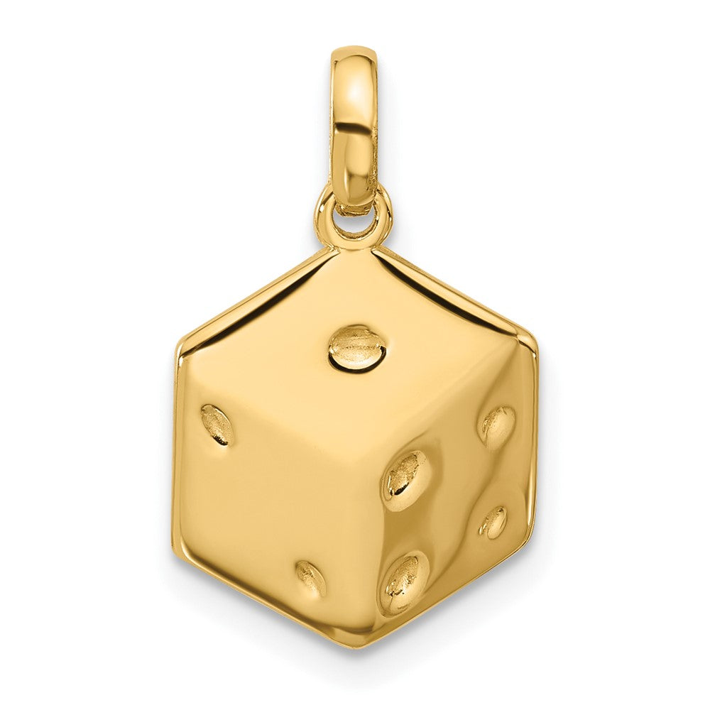 14K Gelbgold Polierter Würfel-Charm