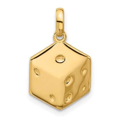 14K Gelbgold Polierter Würfel-Charm