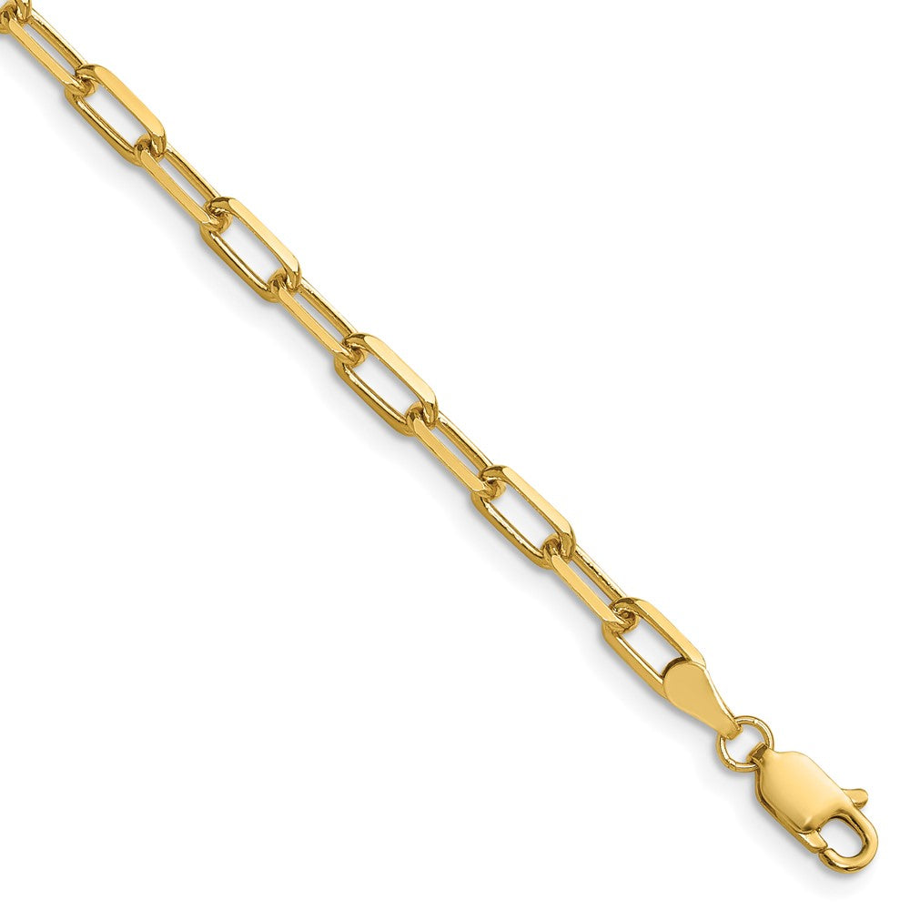 14K Gelbgold 3.5mm Massiv Abgeschrägt Büroklammer Gliederarmband
