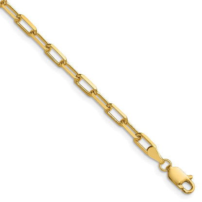 14K Gelbgold 3.5mm Massiv Abgeschrägt Büroklammer Gliederarmband