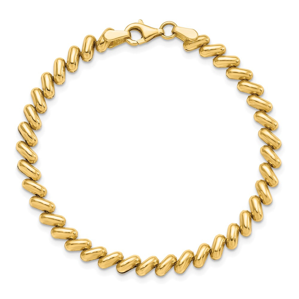 14K Gelbgold Poliert 7 Zoll Armband