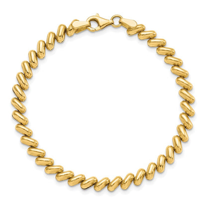14K Gelbgold Poliert 7 Zoll Armband