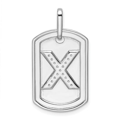 14K Weißgold Diamant-Erkennungsmarken-Charm mit Initiale „X“