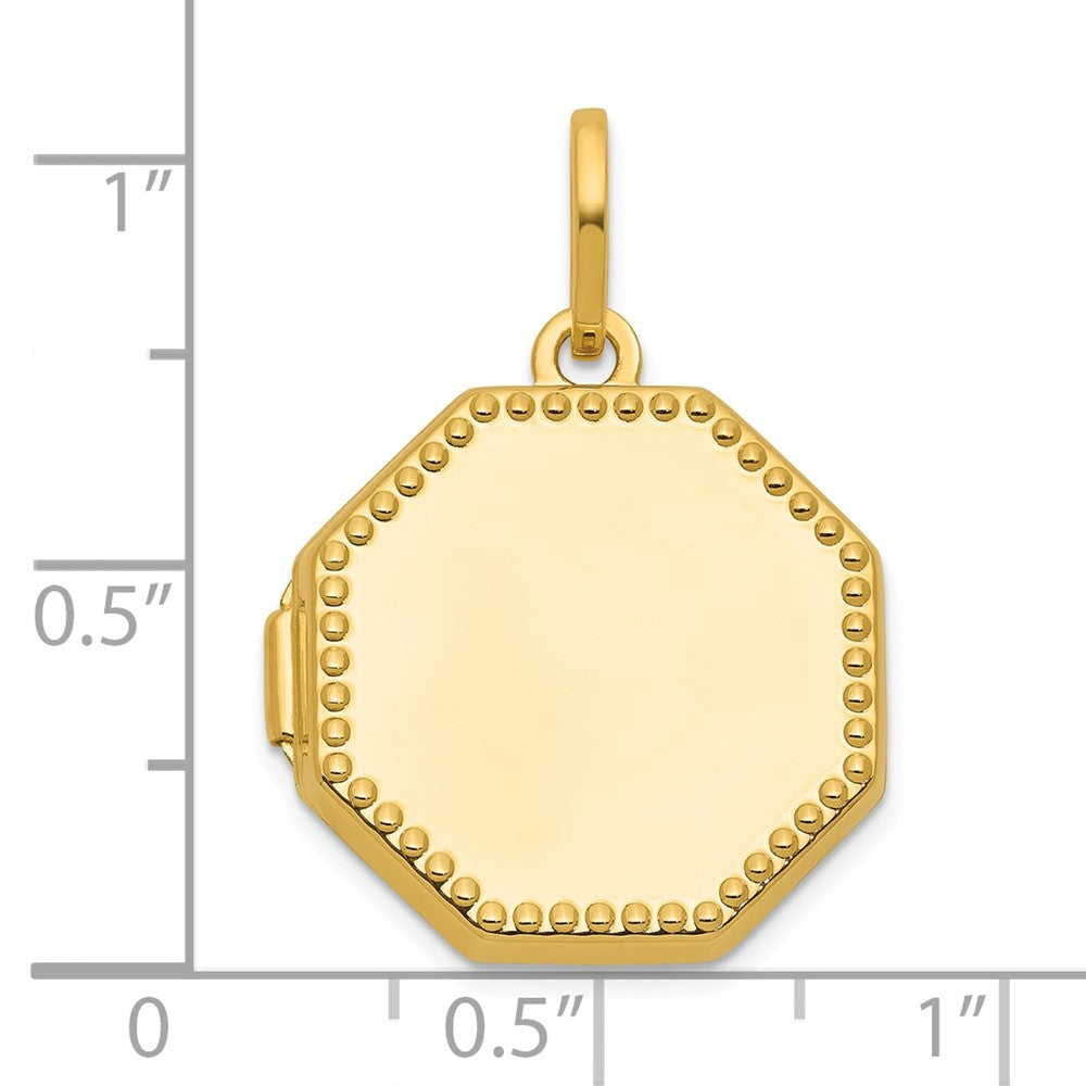 14K Gelbgold Poliert mit Gekugelt Rand 18mm Octagon Geformt Medaillon