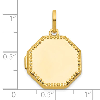 14K Gelbgold Poliert mit Gekugelt Rand 18mm Octagon Geformt Medaillon