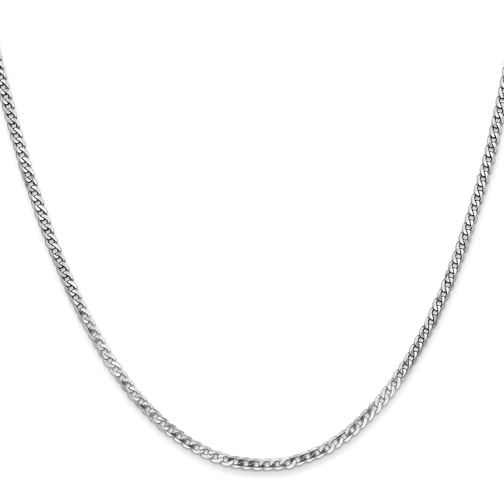 14K Weißgold 2.2mm Flach Abgeschrägt Panzer Halskette