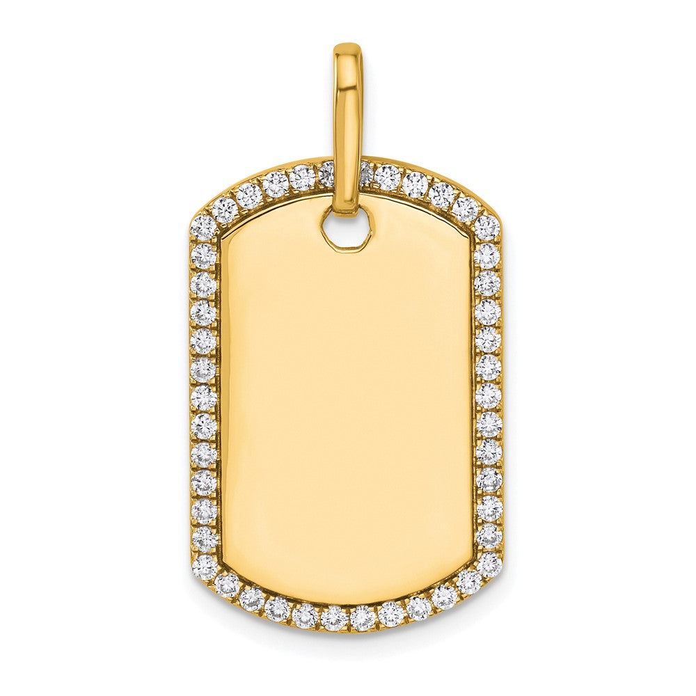 14K Gelbgold Personalisiert Diamant Erkennungsmarke Charm