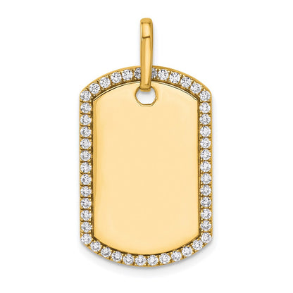 14K Gelbgold Personalisiert Diamant Erkennungsmarke Charm
