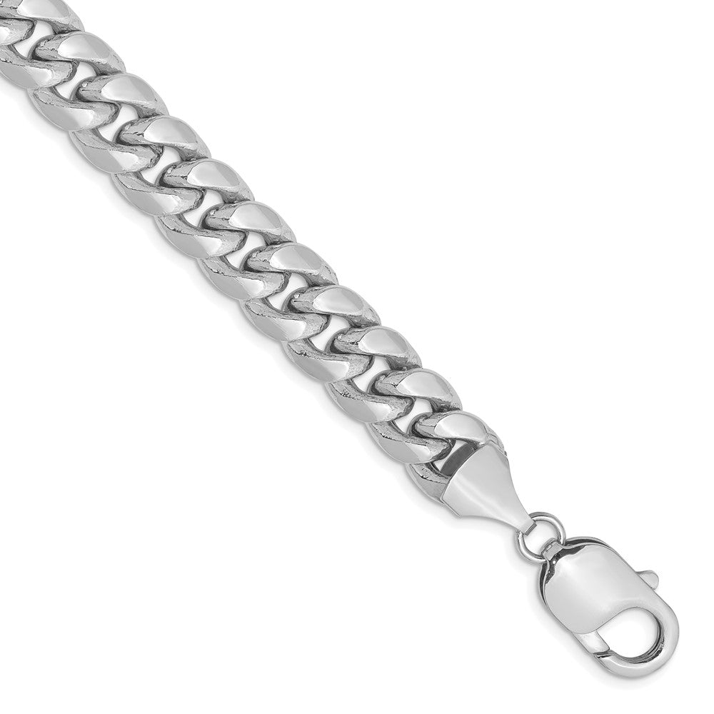 14K Weißgold 9.3mm Halbmassiv Miami Kubanisch Gliederarmband