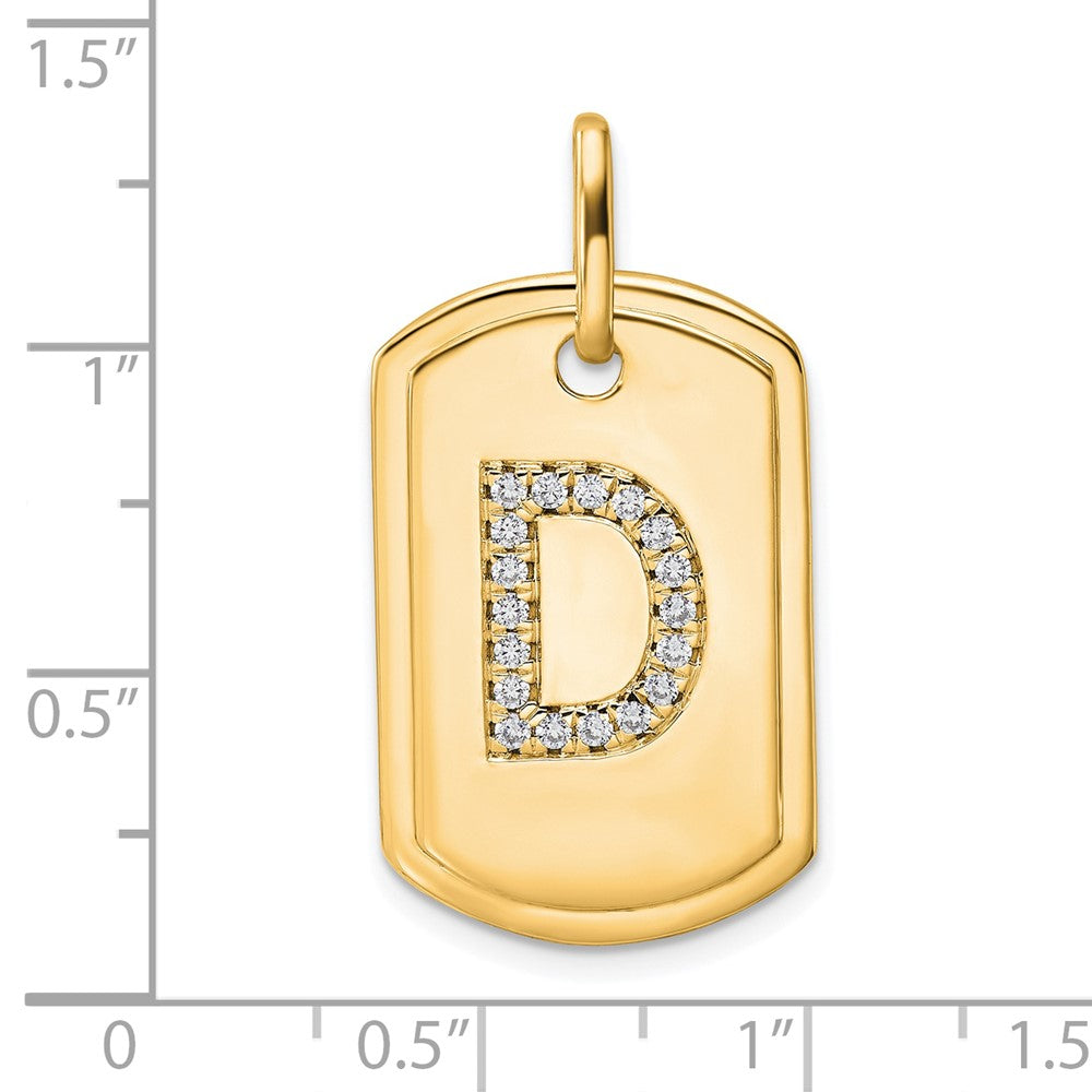 14K Gelbgold Diamant-Erkennungsmarken-Charm mit Initiale D