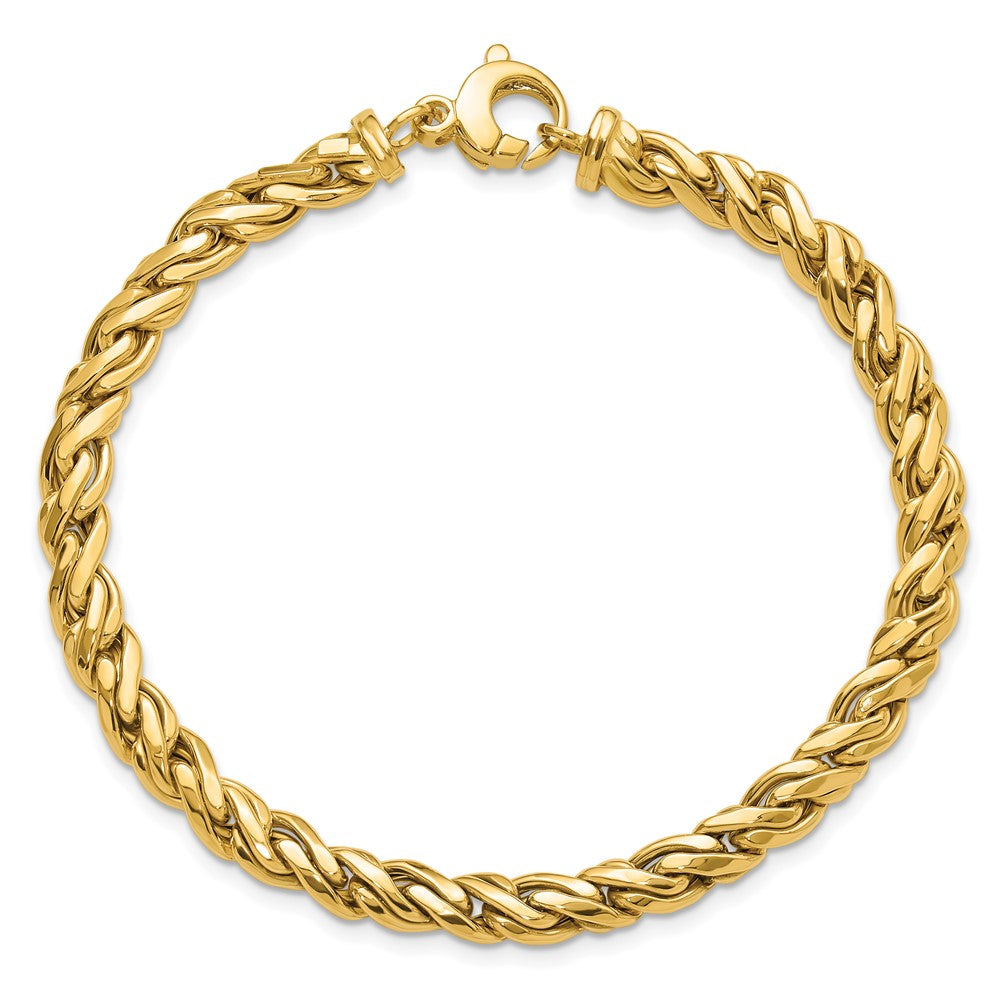 14K Gelbgold Poliert 6.00mm Fantasie Gedreht 8 Zoll Armband