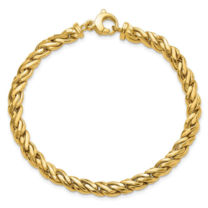 14K Gelbgold Poliert 6.00mm Fantasie Gedreht 8 Zoll Armband