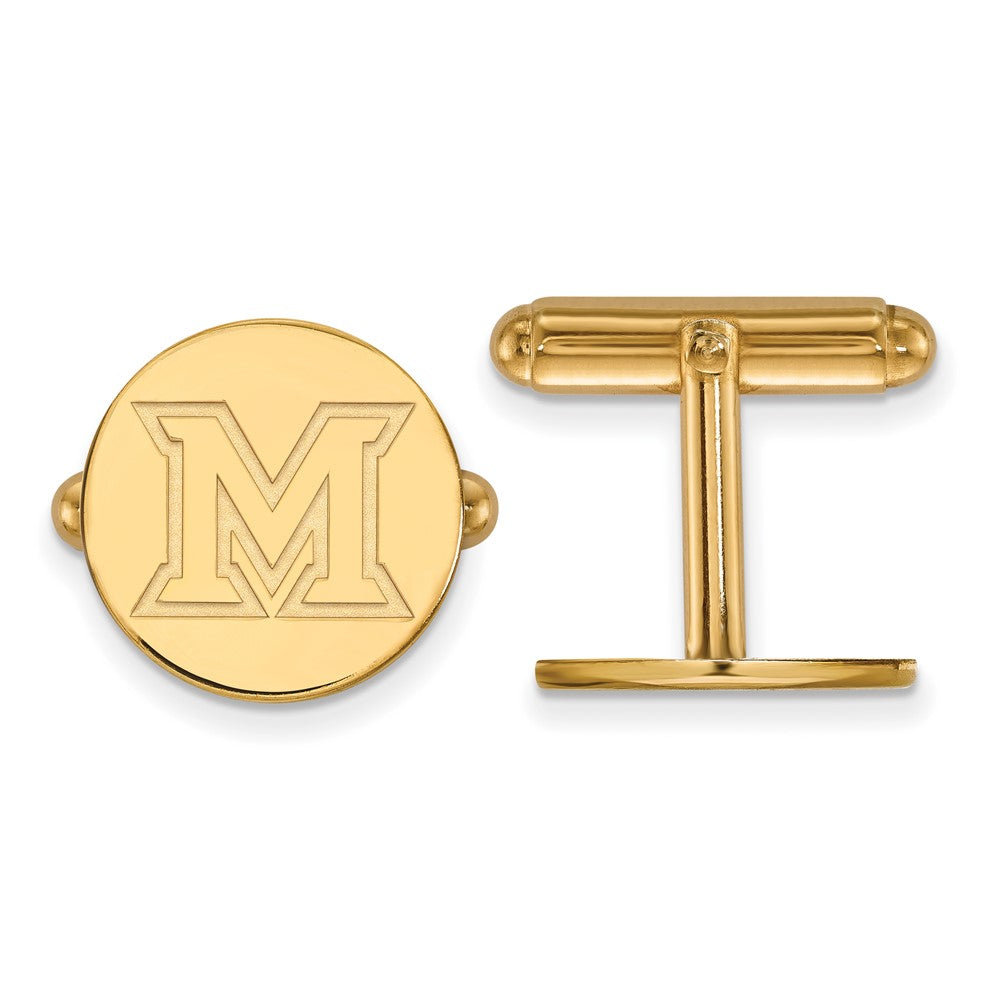 14K Gelbgold Gold Logoart Miami University Ohio Buchstabe M Manschette Knöpfe