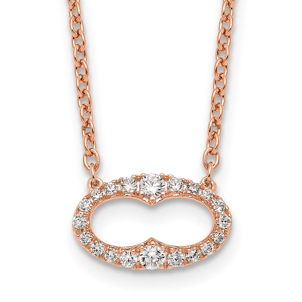 14K Roségold 1/4 Karat Diamant Oval 18 Zoll Halskette
