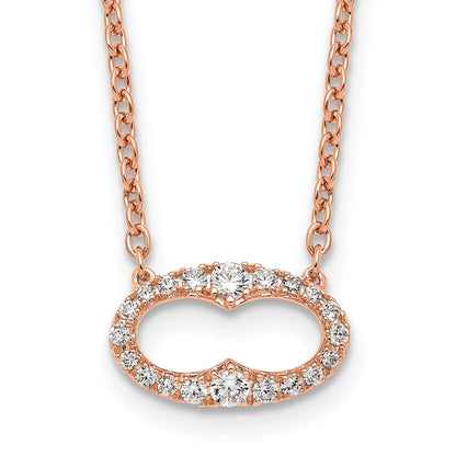 14K Roségold 1/4 Karat Diamant Oval 18 Zoll Halskette