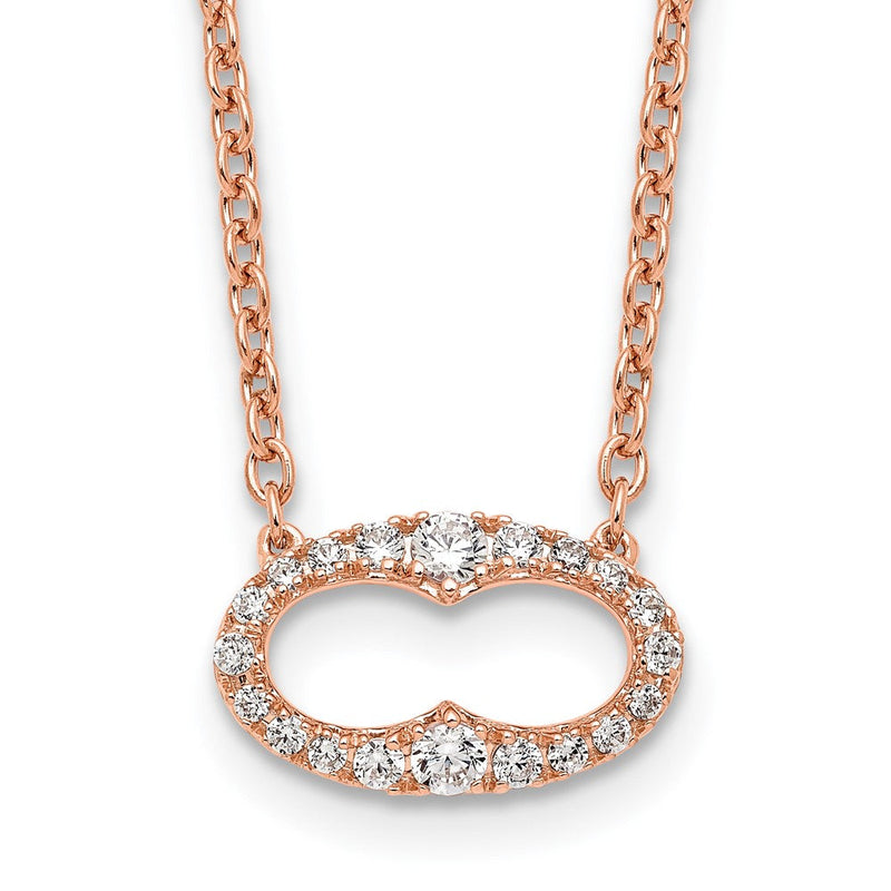14K Roségold 1/4 Karat Diamant Oval 18 Zoll Halskette