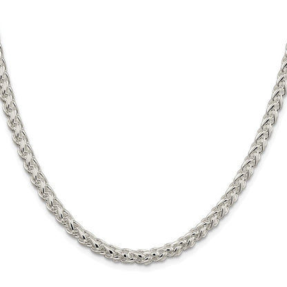 Sterlingsilber Rhodiniert 5mm Rund Ährenkette Halskette
