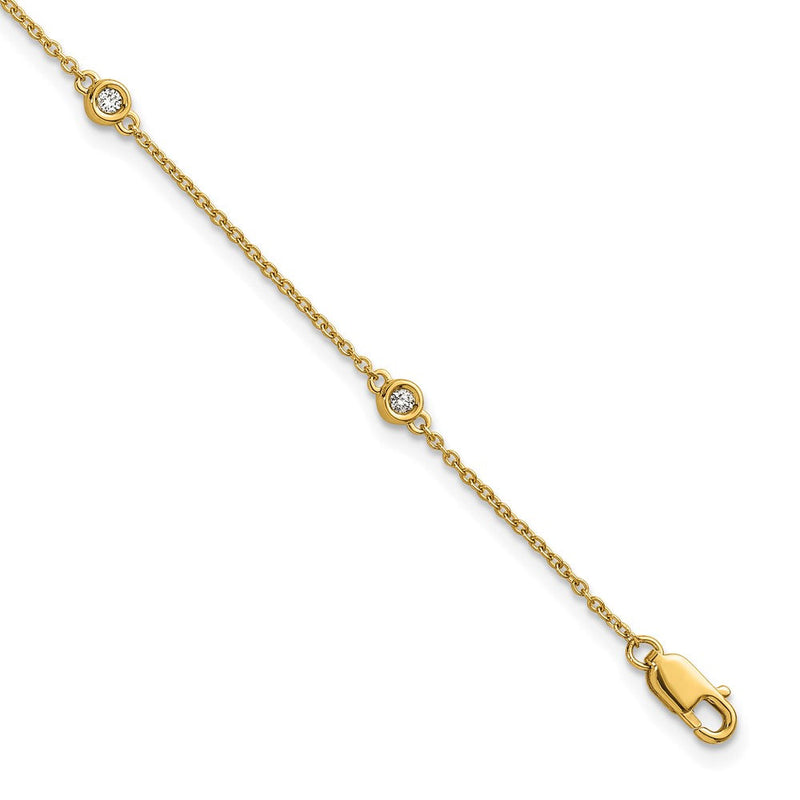 14K Gelbgold Komplett 1/8 Karat Zargenfassung-set Diamant und Ankerkette Kette 5-station 7 Zoll Armband