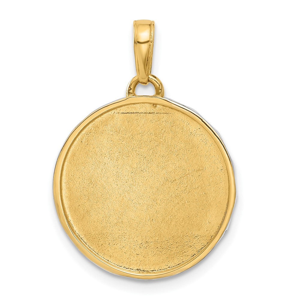 14K Gelbgold und Rhodium diamantgeschliffener „It's a Girl!“-Scheiben-Anhänger
