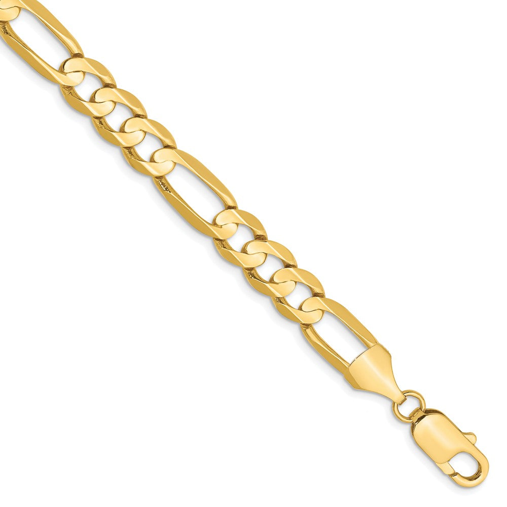 14K Gelbgold 10.0mm Konkav Offen Figaro Gliederarmband