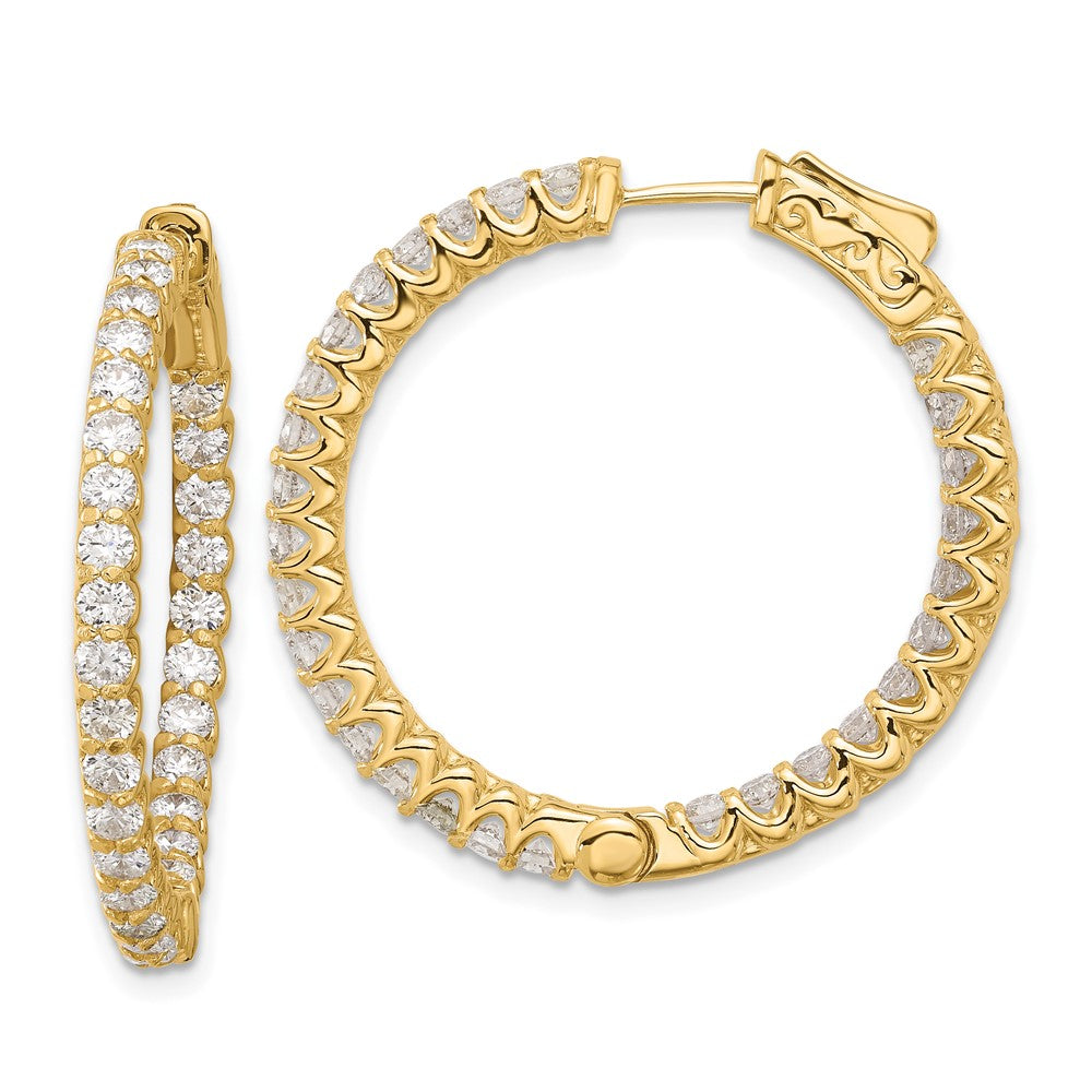 14K Gelbgold 2.9 Karat Diamant In/out Creole mit Sicherheits Verschluss Ohrringe
