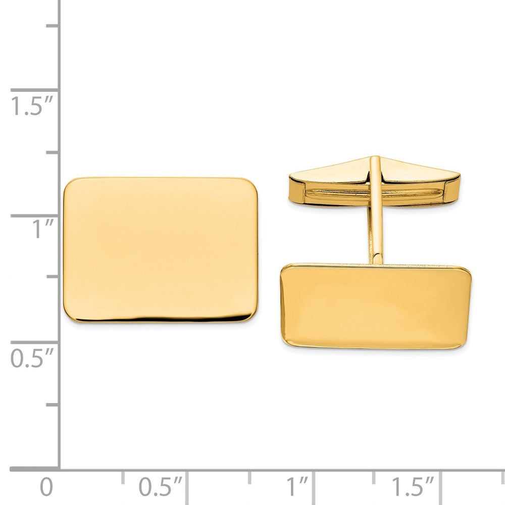 14K Gelbgold Herren Rectangular Manschette Knöpfe