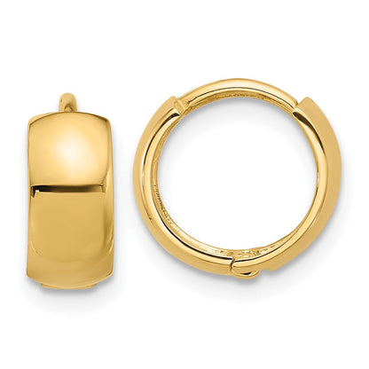 14K Gelbgold Poliert 5mm Klappbar Huggie Creolen