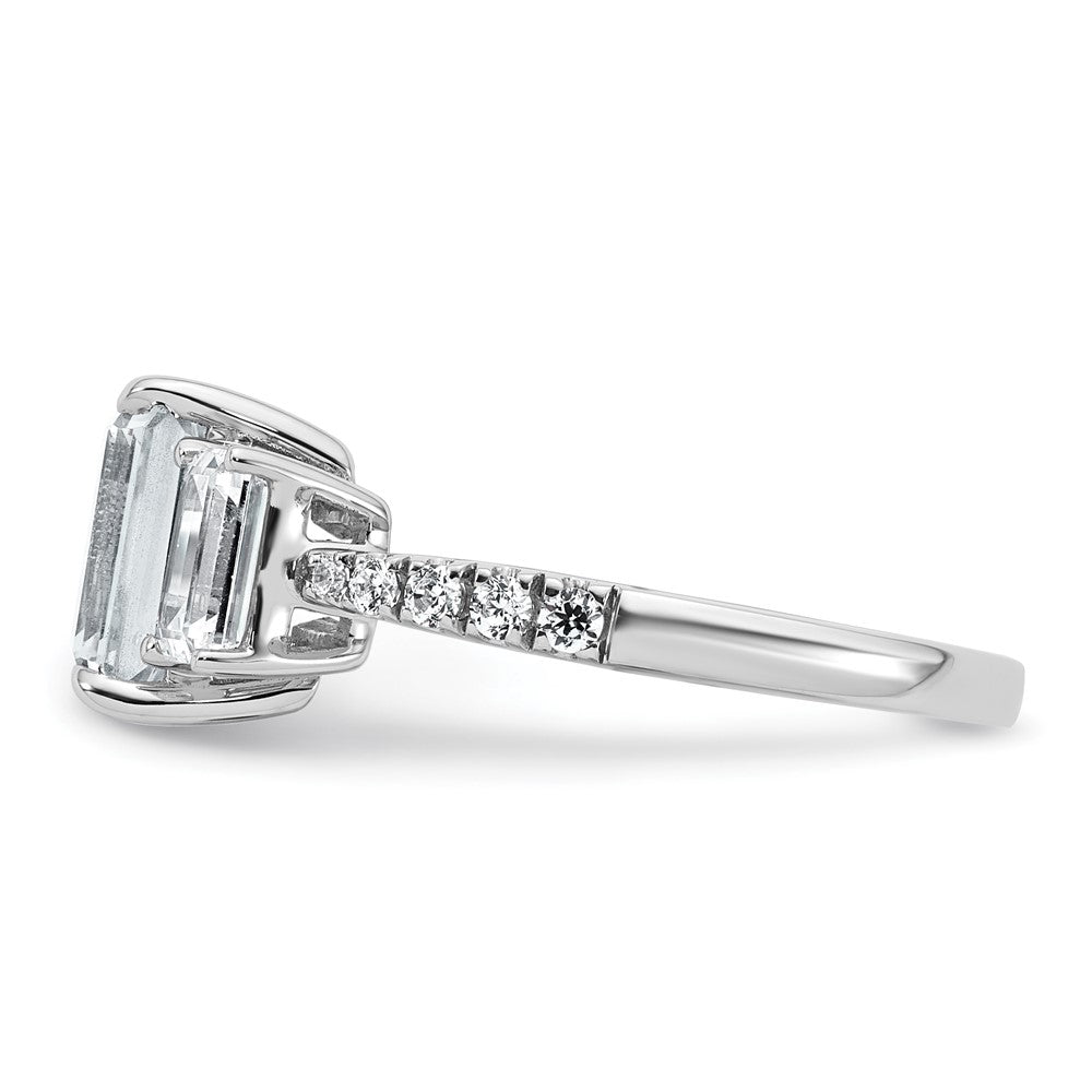 14K Weißgold Verlobungsring mit 3 3/8K im Labor gezüchteten Diamanten VS/SI+ G+ im Emerald-Schliff, zertifiziert, komplett, 3 Steine