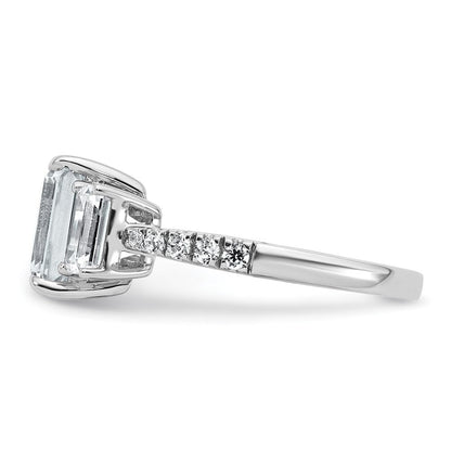 14K Weißgold Verlobungsring mit 3 3/8K im Labor gezüchteten Diamanten VS/SI+ G+ im Emerald-Schliff, zertifiziert, komplett, 3 Steine