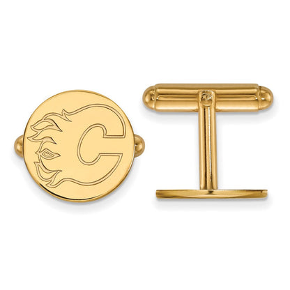 14K Gelbgold Gold Nhl Logoart Calgary Flames Manschette Knöpfe