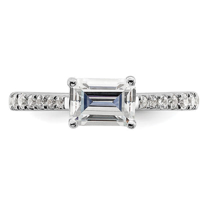 14K Weißgold Ost West (holds 1 Karat (6.9x5.2mm) Smaragd-cut Mittig) 1/4 Karat Diamant Halbfassung Verlobungsring