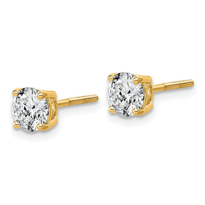 14K Gelbgold Ohrstecker mit 1,5K Laborgezüchteten Diamanten VS/SI+ G+, Rund-Schliff, komplette Vier-Krappen-Fassung, Leichtgewicht, Schraubverschluss