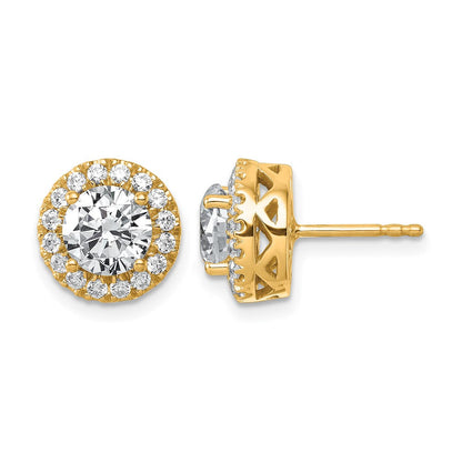14K Gelbgold Ohrstecker mit rundem Halo, 2,5K zertifizierten, im Labor gezüchteten Diamanten, VS/SI+ G+