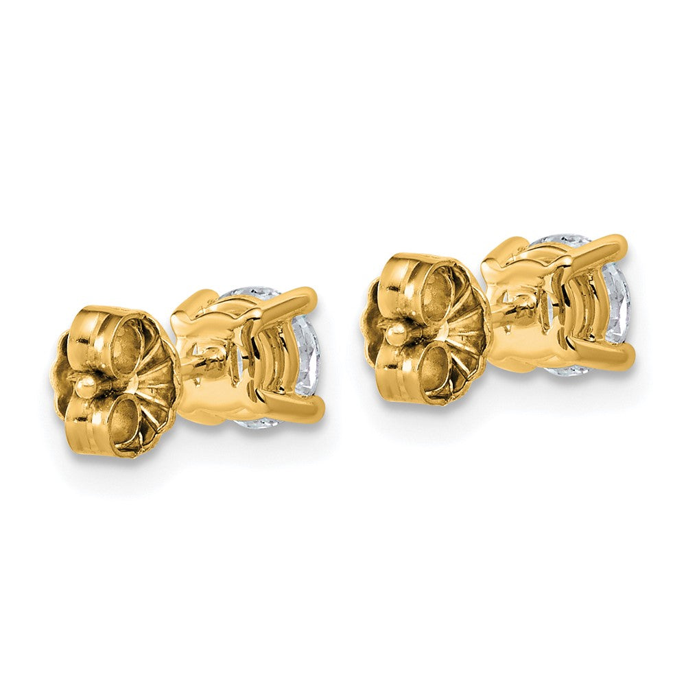 14K Gelbgold Ohrstecker mit 1K Labor gewachsenem Diamant, VS/SI+ G+, Rund, komplett gefasst, Vierkrallen-Fassung, Leichtgewicht