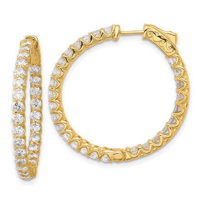 14K Gelbgold 3.2 Karat Diamant In/out Creole mit Sicherheits Verschluss Ohrringe