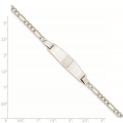 14K Weißgold 7 Zoll Massiv Poliert Figaro Glieder Id Armband