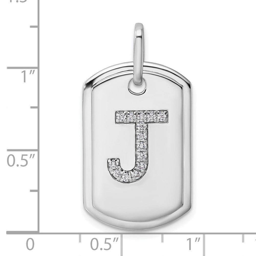 14K Weißgold Diamant-Initialen-Charm "J" in Dog-Tag-Form