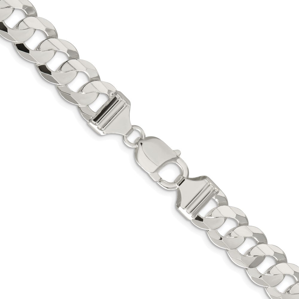 Sterlingsilber Rhodiniert 11.9mm Konkav Abgeschrägt Panzer 30 Zoll Kette