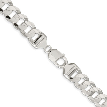 Sterlingsilber Rhodiniert 11.9mm Konkav Abgeschrägt Panzer 30 Zoll Kette