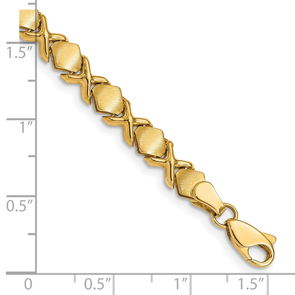 14K Gelbgold Gebürstet und Poliert -x-design Stampato 7 Zoll Armband