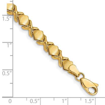 14K Gelbgold Gebürstet und Poliert -x-design Stampato 7 Zoll Armband