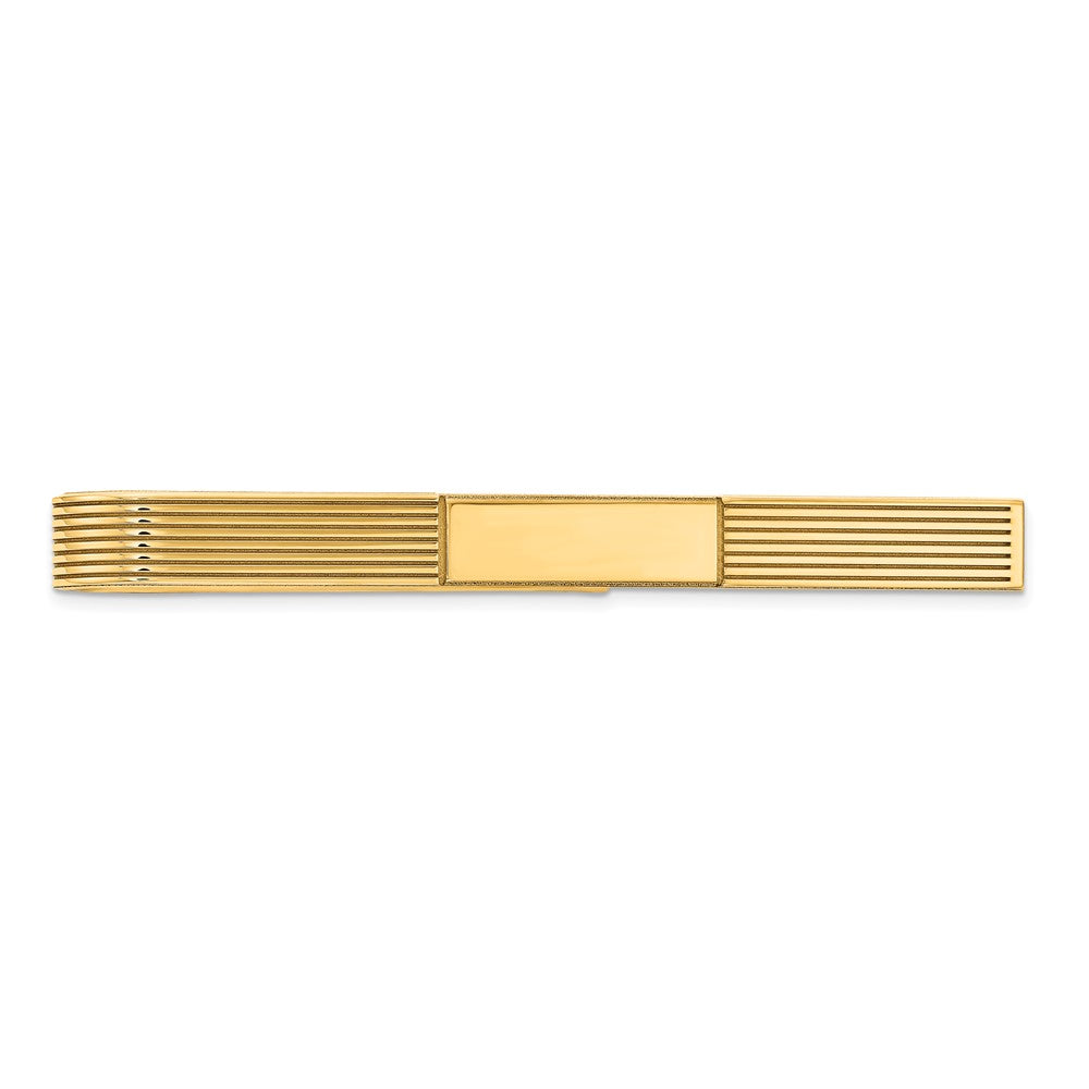 14K Gelbgold Herren Gerillt Gravierbar Krawatten Stab